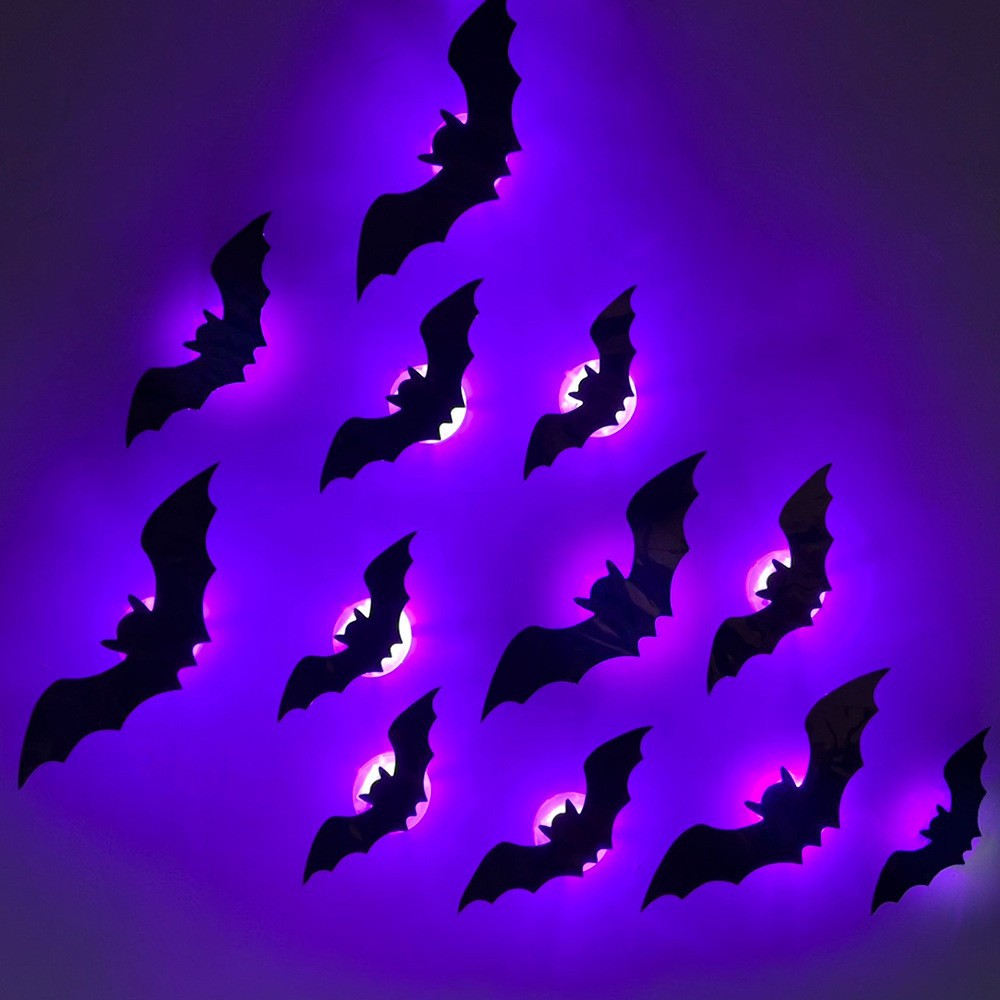 Decoración LED de Arañas y Murciélagos para Halloween – Adhesivos Luminosos 3D
