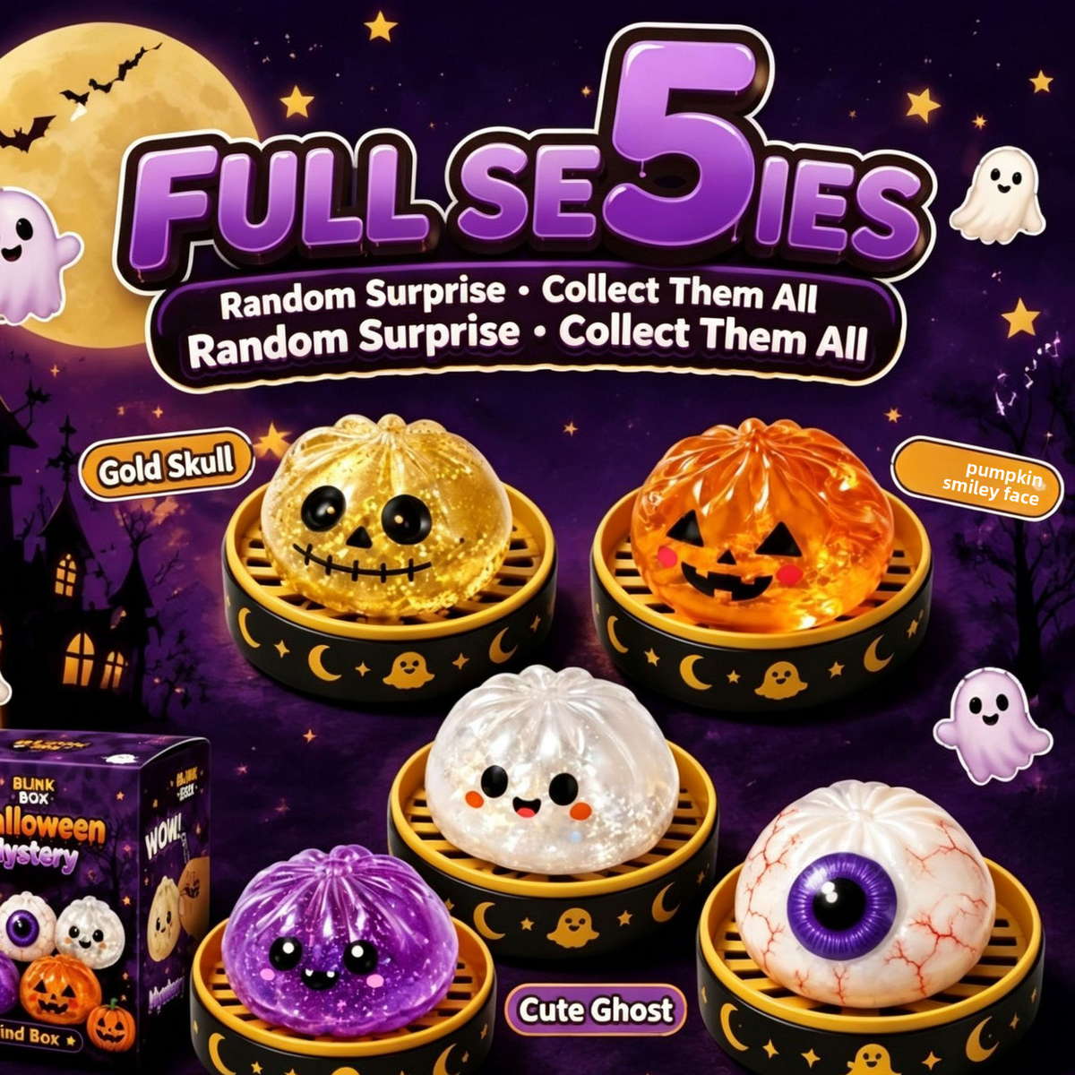 Juguete Squishy Antiestrés de Halloween – Figuras Sorpresa Rebotadoras