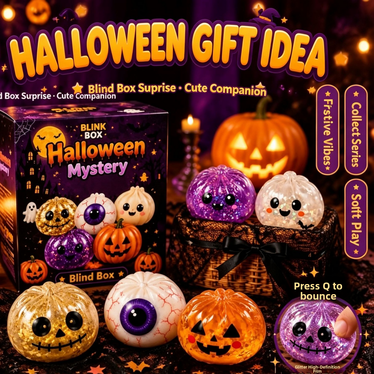 Juguete Squishy Antiestrés de Halloween – Figuras Sorpresa Rebotadoras